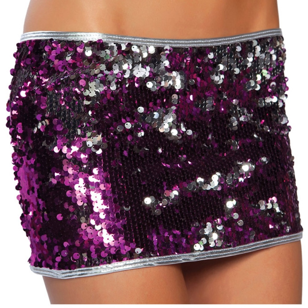 Sequin Mini Skirt Shiny Metallic Fuchsia Silver